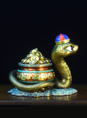 纯铜聚宝灵蛇摆件工艺品蛇