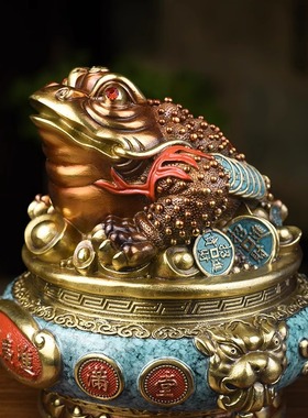 纯铜招财金蟾摆件三足蟾蜍