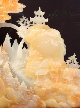 天然玉石雕刻山水摆件开业庆典