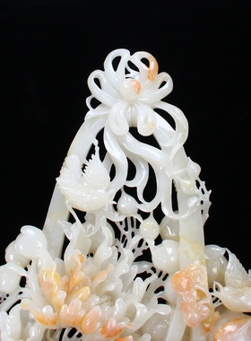 阿富汗玉石大型牡丹花开业送礼