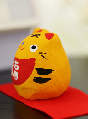 作舍窑陶土招福日式摆件手捏礼物