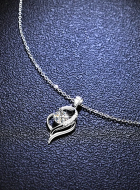 s925纯银吊坠缠绕D色莫桑钻项链银吊坠女款时尚经典