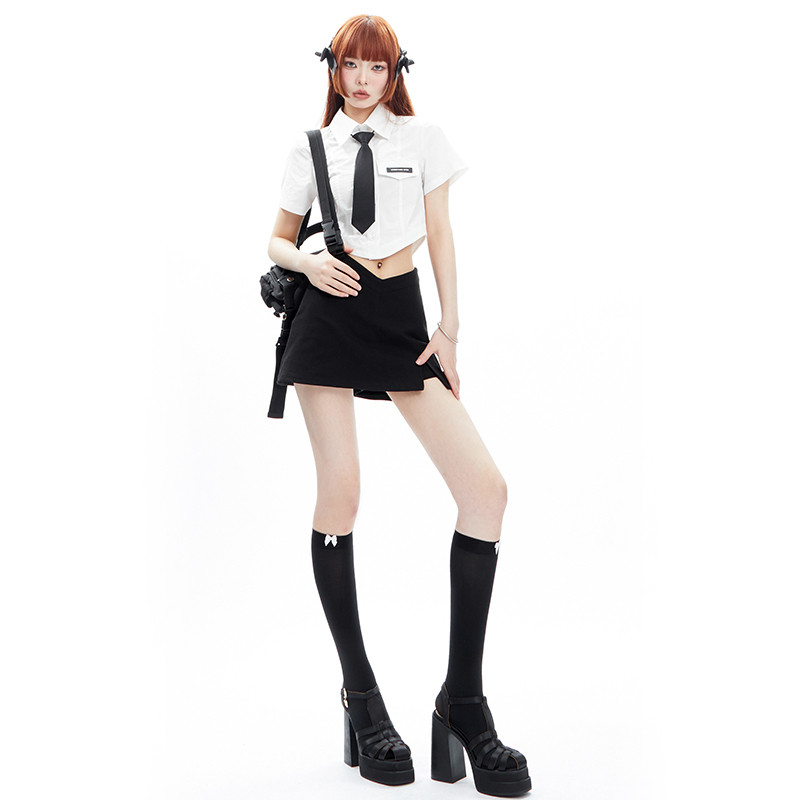 apea学院风短款2023夏季甜酷配衬衫 apea衬衫