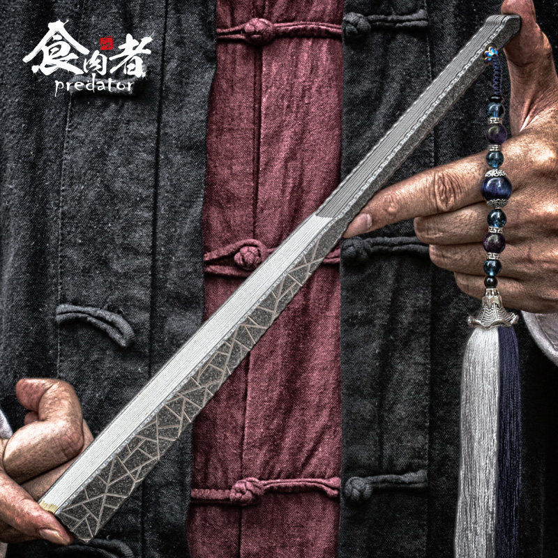 食肉者钛合金折扇子裂釉钢骨战术随身太极功夫铁扇防身便携防卫礼