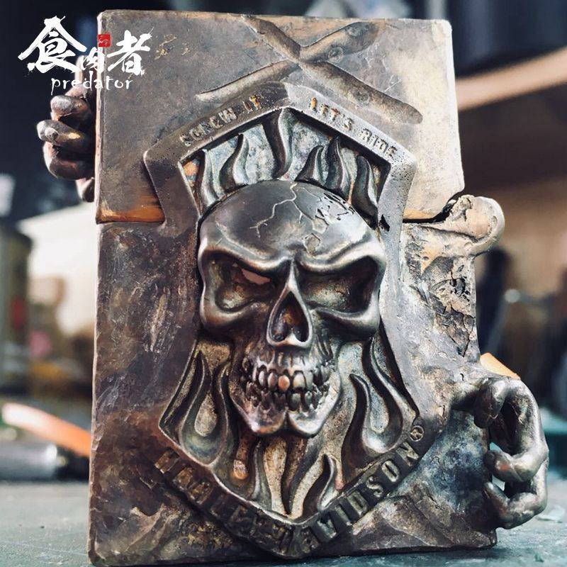 食肉者66号公路打火机黄铜925银 创意定制雕刻字复古金属盔甲煤油