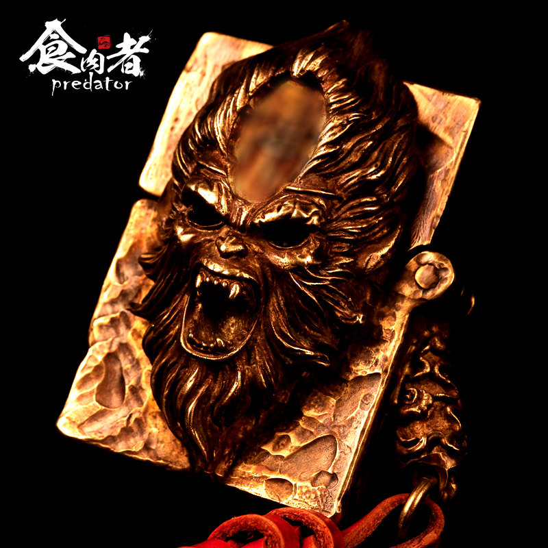 食肉者齐天大圣打火机孙悟空黄铜925银 雕刻金属盔甲煤油复古防风