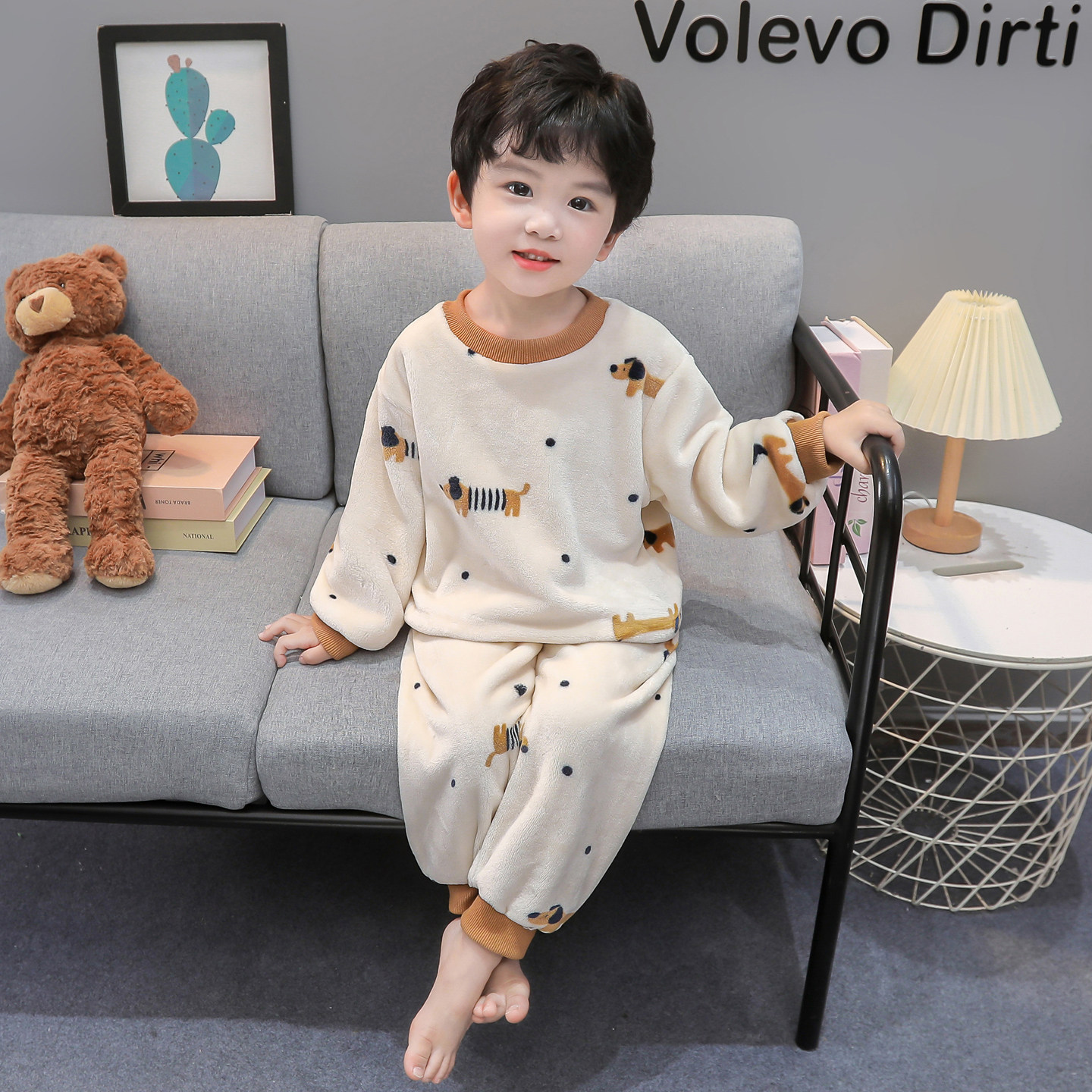 男童法兰绒睡衣冬季小男孩保暖卡通套头家居服儿童套装宝宝睡衣冬,淘宝优惠券,粉丝福利购,淘宝优惠卷