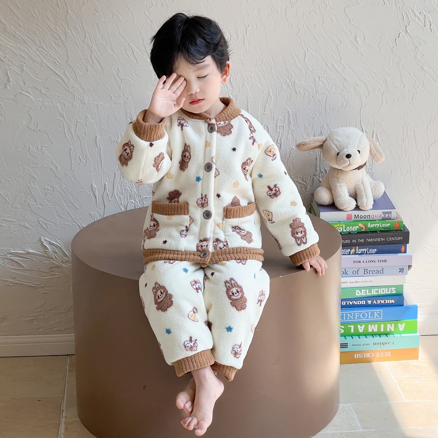 男童三层夹棉睡衣冬季儿童加厚法兰绒保暖家居服套装宝宝超厚衣服,淘宝优惠券,粉丝福利购,淘宝优惠卷