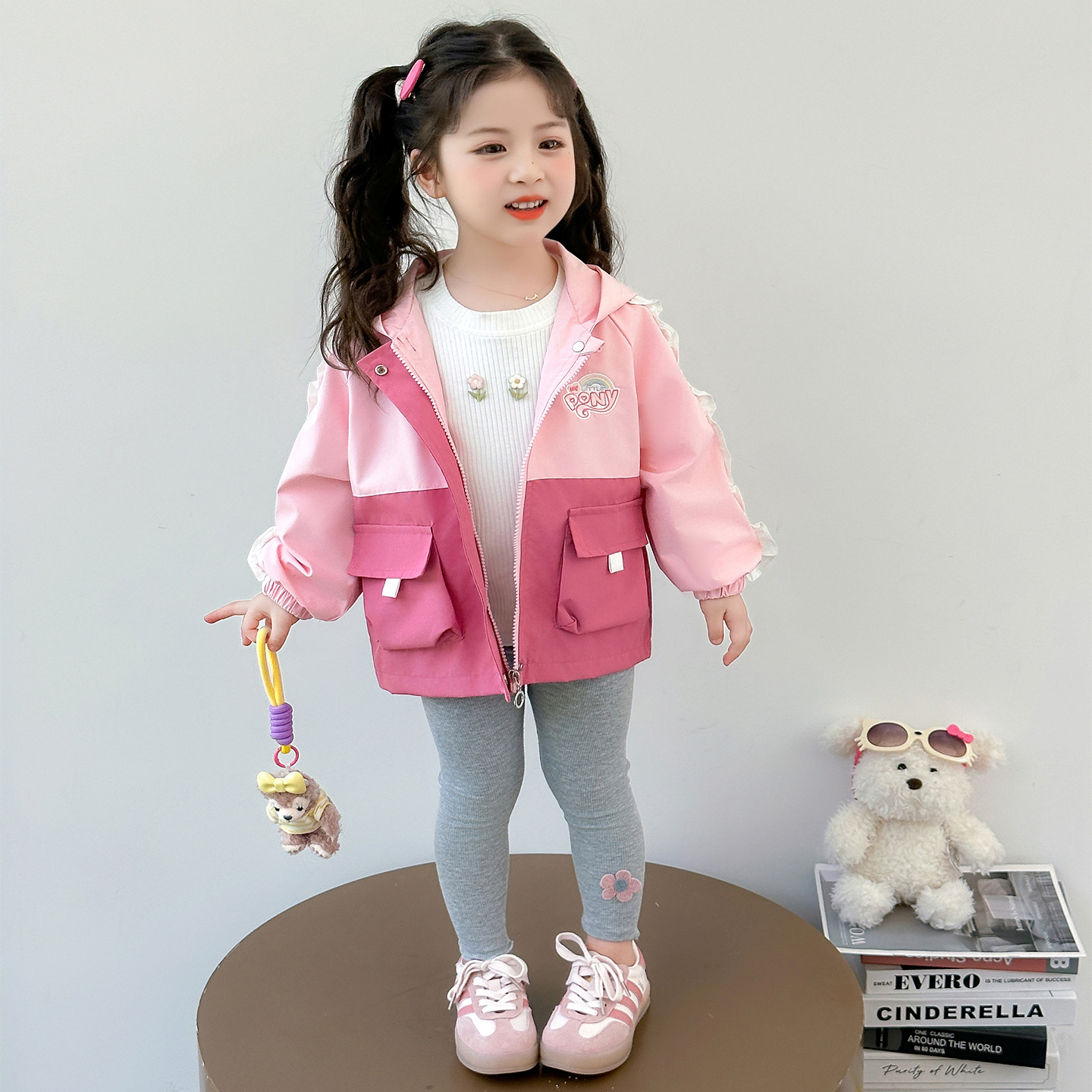 女童秋装冲锋衣外套女孩连帽保暖衣服韩版休闲上衣女宝宝秋季外套 - 图2