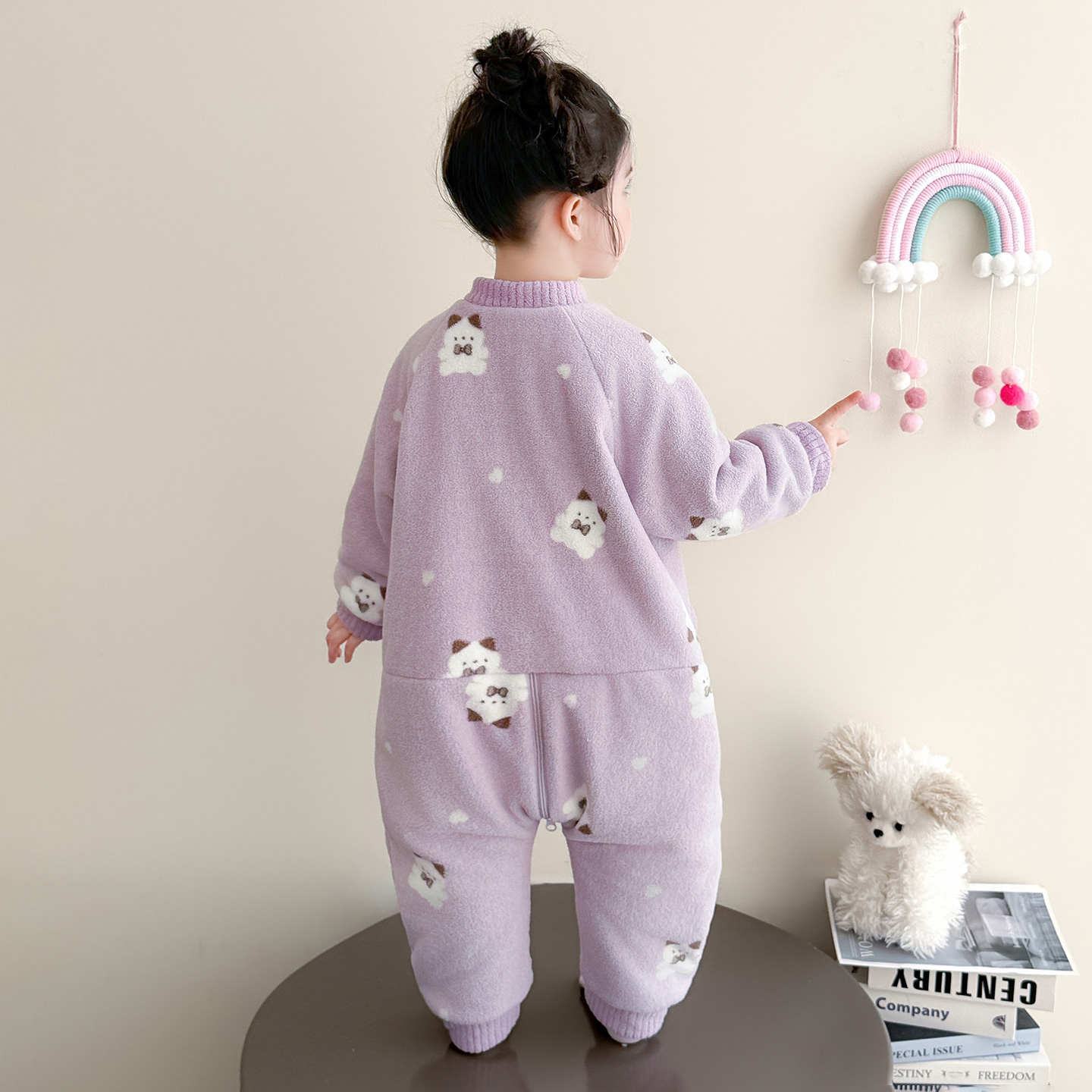 女童连体睡衣冬季法兰绒儿童防踢保暖三层睡袋宝宝如厕版加厚爬服 - 图3