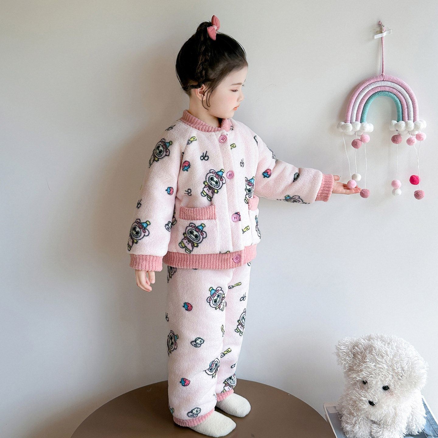 女童睡衣冬季儿童奥粒绒三层夹棉家居服套装女孩宝宝超厚保暖衣服,淘宝优惠券,粉丝福利购,淘宝优惠卷