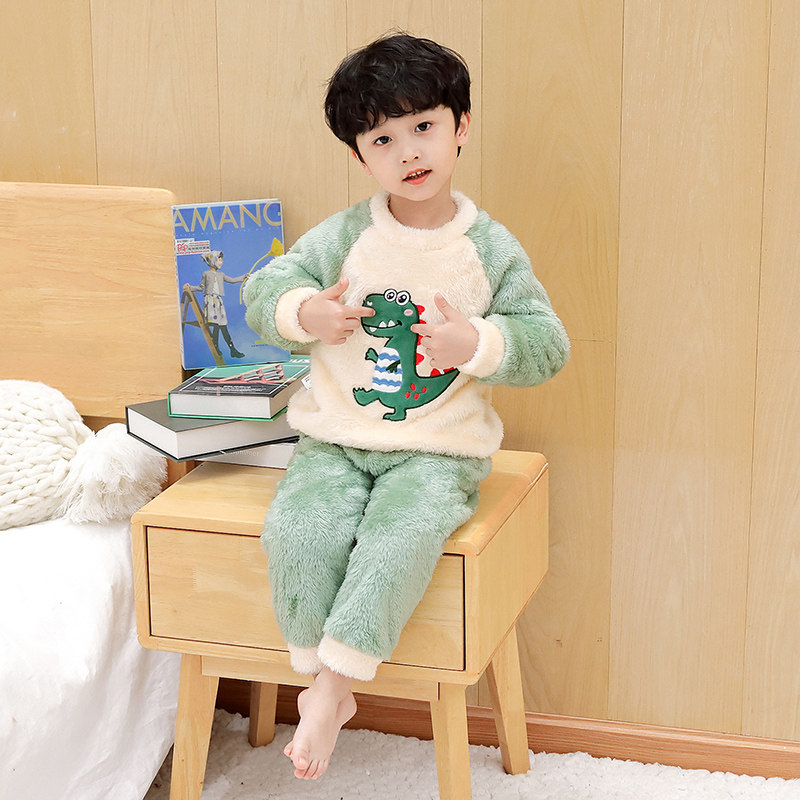 男童珊瑚绒睡衣秋冬儿童卡通家居服保暖套装男宝加厚法兰绒男孩冬,淘宝优惠券,粉丝福利购,淘宝优惠卷