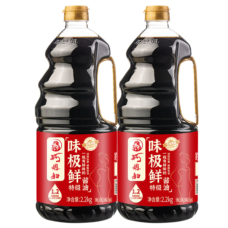 巧媳妇鲜酿生抽酱油老抽家用炒菜凉拌酿造黄豆红烧鲜酱油800ml*3