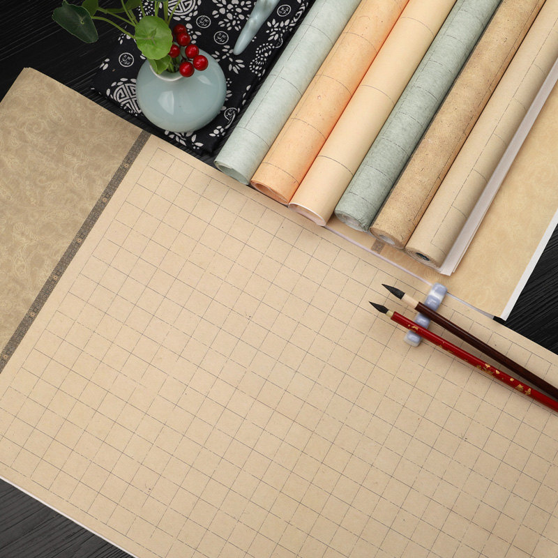 锦墨堂蜡染微喷半生熟四尺对开小楷毛笔字书法作品创作宣纸六尺条屏楷书隶书国展投稿比赛创作专用仿古色宣纸 - 图1