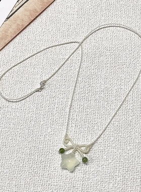 冰透小星星蝴蝶结编绳锁骨链