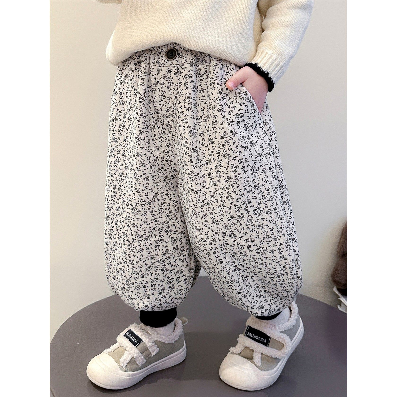 女小童熊猫加绒卫裤秋冬季女宝宝加厚灯笼裤冬装幼儿园保暖束脚裤,淘宝优惠券,粉丝福利购,淘宝优惠卷