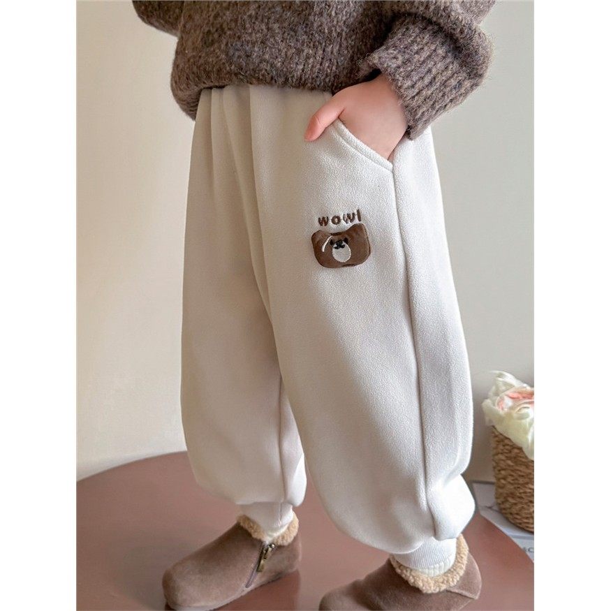 女小童加绒小熊卫裤秋冬季女宝宝保暖运动裤冬装幼儿园外穿休闲裤,淘宝优惠券,粉丝福利购,淘宝优惠卷