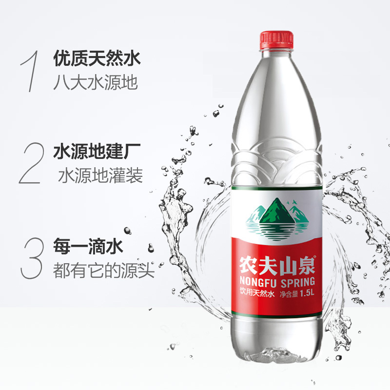 农夫山泉饮用天然水1.5L*12瓶整箱包邮塑包1.5升大瓶装水非矿泉水 - 图0