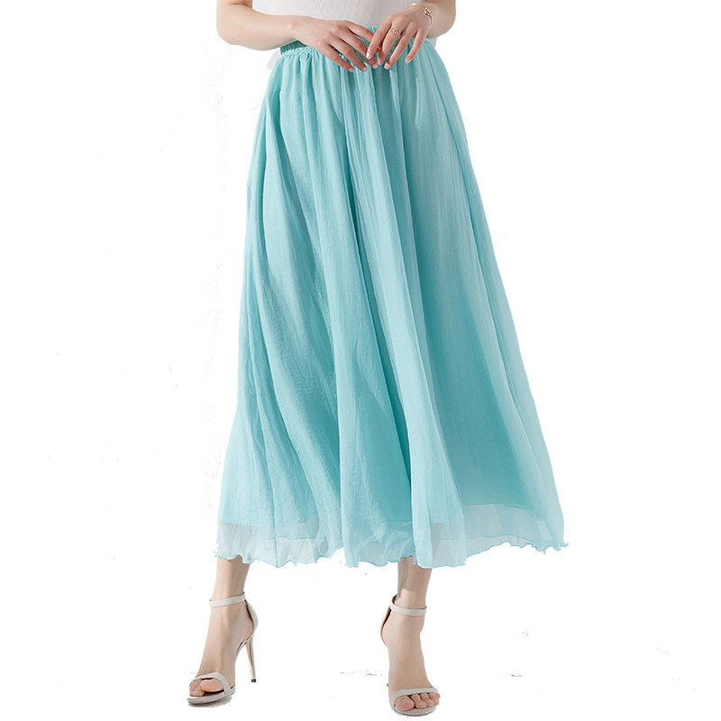 2021夏季新品珠光文艺垂感薄阔腿裤 veal半身裙