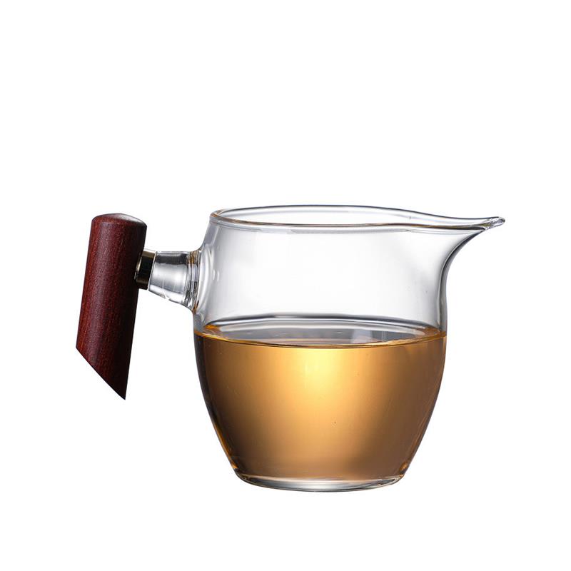 木雀公杯 日式木把玻璃公道杯 加厚耐热分茶器 功夫茶具配件 茶海