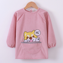 CUHK Scout Childrens hood Childrens Autumn Winter Female Baby Dining Apron waterproof and anti-dress Long sleeve apron Anti-wearing hooded