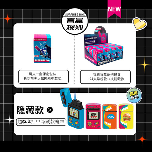 ZENGAZ英伽充气打火机潮玩盲盒耐用直冲防风防爆雪茄网红爆款创意 - 图3