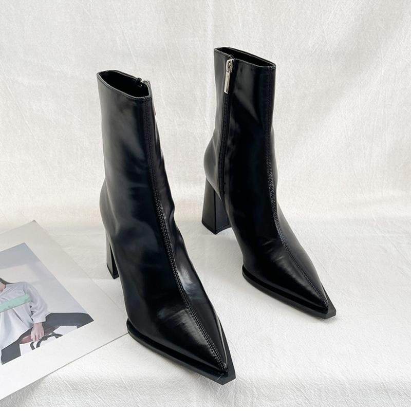 潮牌2025年秋冬新款尖头高跟鞋中筒靴厚底粗跟短靴骑士靴女马丁靴,淘宝优惠券,粉丝福利购,淘宝优惠卷