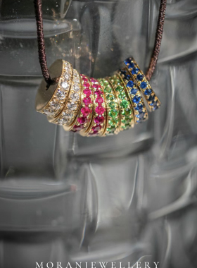 18K金彩宝隔片镶嵌南非真钻手工古法金配饰DIY手链手串饰品配件