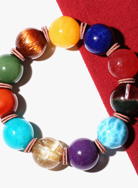 20mm多宝手串天然散珠海纹石钛晶