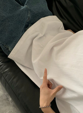 重磅纯棉潮牌美式痞帅T恤潮流个性印花男夏季圆领宽松短袖领带夹