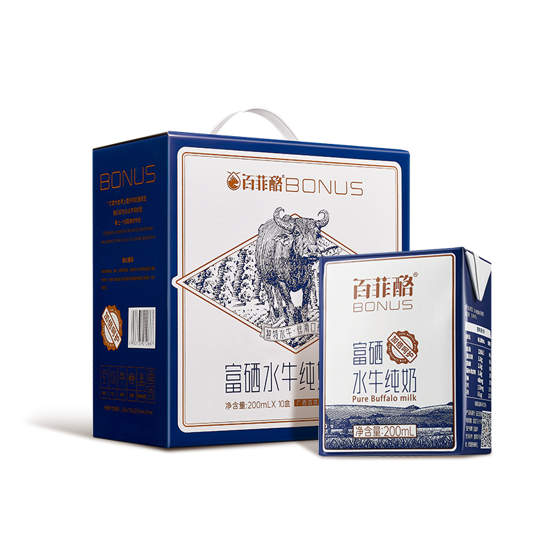 百菲酪3.8g蛋白富硒水牛纯奶10盒