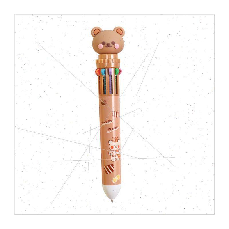 Bear 10 color ballpoint pen cartoon press type multicolor co - 图3