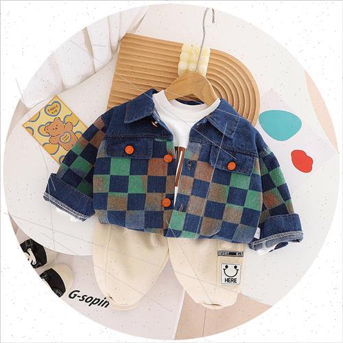 2023 spring new boys three-piece Korean of the denim colorb-图0