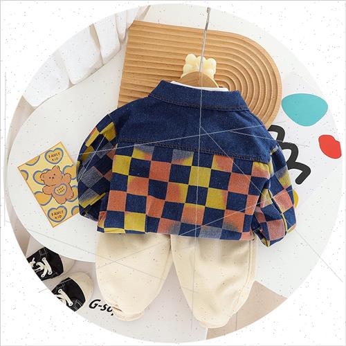 2023 spring new boys three-piece Korean of the denim colorb-图1