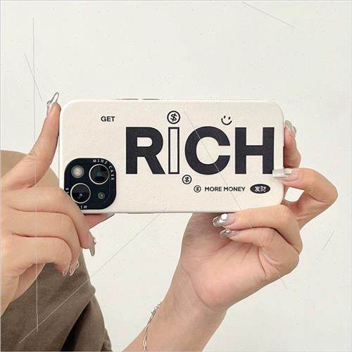 ins simple English RICH 适用 iPhone12/13ProMax phone case Ap - 图1