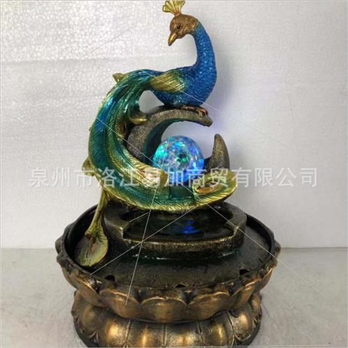 New peacock water feature crafts creative resin running wat-图1