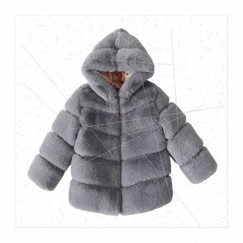 2023 new hooded childrens fur coat imitation otter rabbit ha - 图3