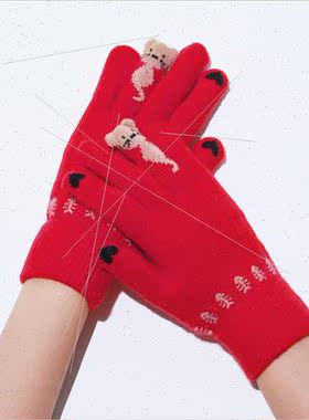 Split finger gloves new fall and winter warm men and women s