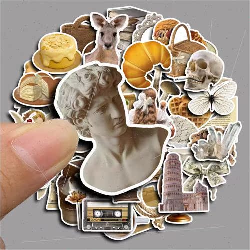 Brown Milk Coffee 50pcs Vintage Classic Stickers Desk Handbo-图0