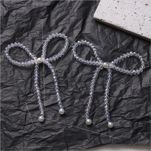 mple illusion crystal pearl bow diy handmade weaving beads h - 图0