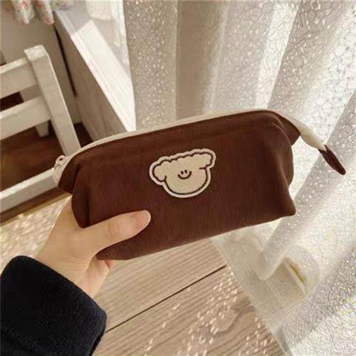 Cute cat dog canvas pencil bag dirt-resistant student pencil - 图2