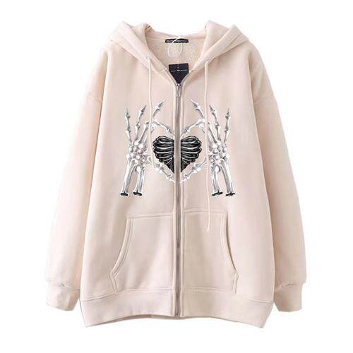 Dark Hip Hop Gothic Harajuku Y2k Spider Print Zipper Hoodie - 图2
