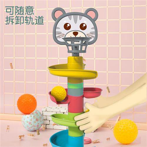 Play house shooting track spinning fun rolling ball assemble - 图0