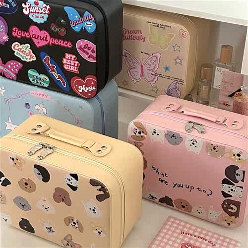Milk tea dog three-dimensial makeup box portable large-capac - 图2