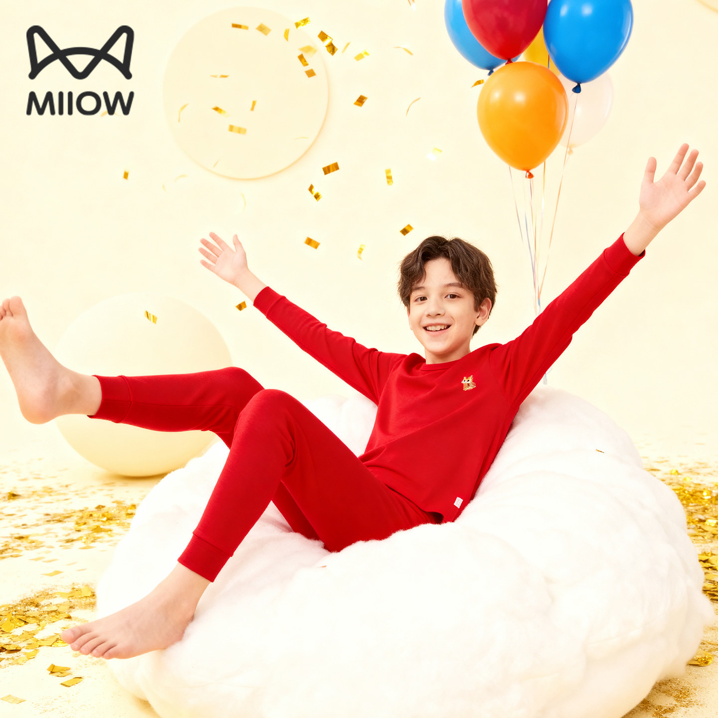 猫人儿童本命年内衣套装纯棉12岁男童女童大童红色属马年秋衣秋裤,淘宝优惠券,粉丝福利购,淘宝优惠卷