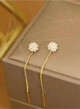 Koreasimple pearl ball ear wire long tassel earrings 2022 ne