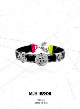 Dopamine button bracelet girls Spice Girls hip-hop strings s