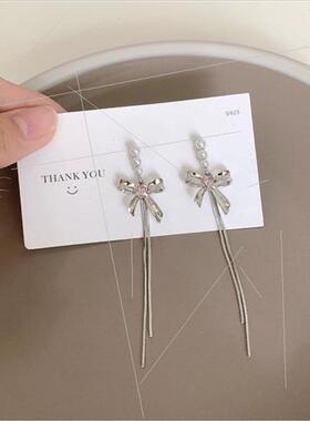 S925 silver needle bow earrings pearl earrings female niche
