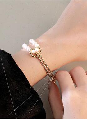 Multi-layer chain bracelet 925 silver women pearl Europe vin