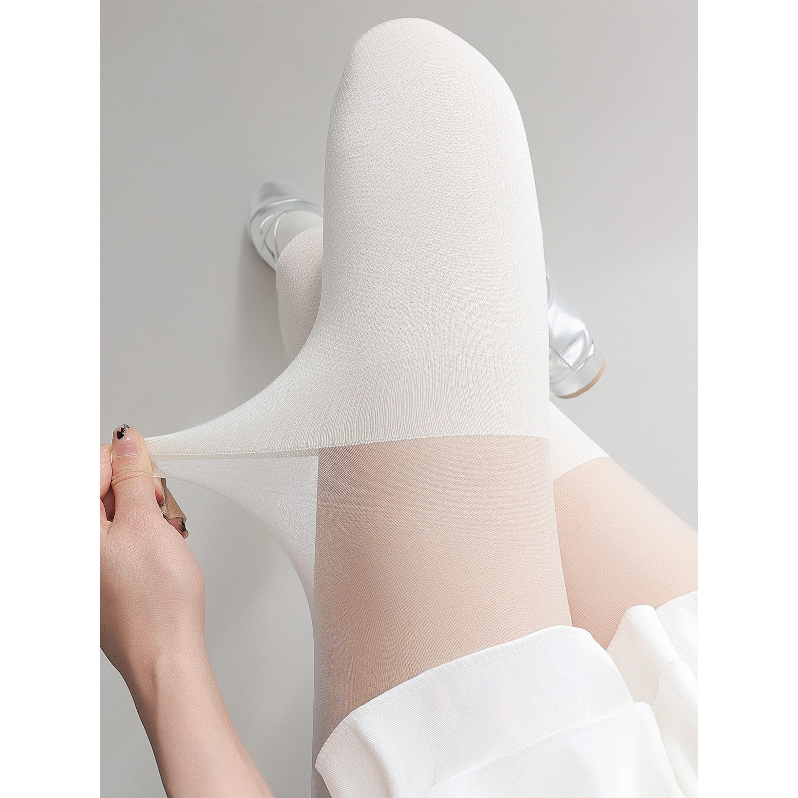 抵达一楼日系jk白色拼接过膝丝袜夏季女薄款假两件大腿袜打底袜,淘宝优惠券,粉丝福利购,淘宝优惠卷